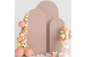 Wokceer Wedding Arch Cover Set of 3 Spandex Fitted Wedding Arch Stand Covers for Round Top Chiara Arch Backdrop Stands Cover for Birthday Party Ceremony Banquet Decoration 4ft,5ft,6ft Nude