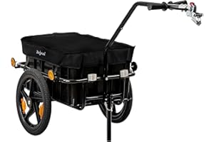 Zelsius Remorque de vélo | 68 litres | Chariot de transport, chariot à vélo, chariot à main | Remorque pour vélo, remorque de charge avec bac en plastique | Remorque de transport, boîte de transport