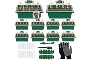 Shengou 10 Pezzi Vassoio Germinazione,Vassoio di Germinazione,Vassoi per Semi da Coltivazione,mini serra con 20 Etichette per Piante,Vassoi per la Germinazione dei Semi,Vassoio per Piantine