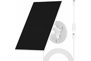 RHORAWILL Panneau Solaire pour Caméra Eufy, Panneau Solaire 5V 2,5W Compatible avec Eufycam,2C/2C Pro, 2/2Pro, E20/E40, Solo, SoloCam Spotlight, Micro USB & Bouchon en Caoutchouc Inclus, Étanchéité IP65