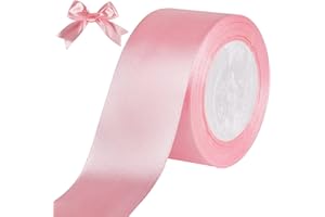 tenn well Ruban Satin Rose, 50 mm x 22 m Ruban Rose DIY Décoration Loisirs Créatif pour Emballage Cadeau Artisanat Mariage Cérémonie Faire Nœud Papillon