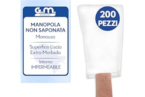 G.M. DISTRIBUZIONE 200 Manopole non Saponate usa e getta Impermeabili, Per la Detersione e l’igiene di Pazienti Anziani ed Allettati, Guanto Monouso Lavapaziente, Interno Impermeabile