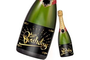 ‎LINEO 2 Stück Geburtstags-Flaschenetikett; Happy Birthday Etikett für Sekt- & Weinflaschen selbstklebend; Geburtstags-Geschenk für Männer & Frauen (14,8 x 10,5 cm) (Happy Birthday)
