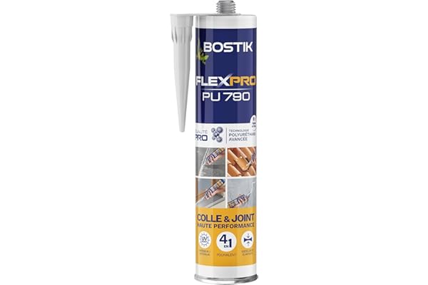 Bostik Colle Flexpro PU 790 Blanc – Mastic Colle et Jointe Multi-Usages – Tous Matériaux – Intérieur/Extérieur et Milieux Humides – Formule Polyuréthane Haute Performance – 300 ml
