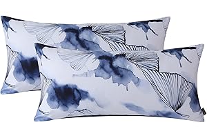 ‎MILDLY MILDLY Kissenbezug 40x80 Baumwolle Satin, Pflanzenmuster Kühlende Kissenbezüge 2 Teilig mit Reißverschluss, ÖkoTex Zertifiziert, Weich und Bequem, Evan