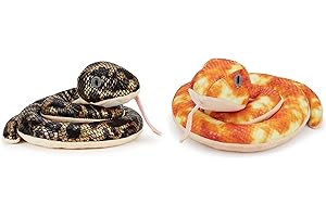 Zappi Co Ensemble de 2 Jouets Serpents en Peluche Doux et Câlins pour Enfants - Faisant Partie de la Collection d'animaux de la Savane (50cm) (1 x Anaconda + 1 x Python)