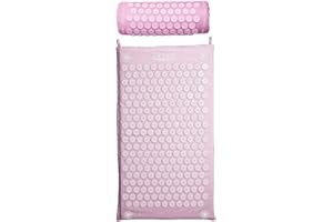 ShaktiMat [L'original depuis 2007] Ensemble Tapis d'Acupression et Coussin d'Acupression pour Relaxation – Soulage la douleur dans le Dos, Cou, Jambes - Améliore circulation sanguine & Sommeil - Rose