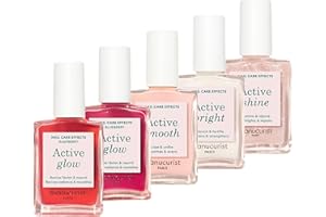 Manucurist Rainbow Active™ Active Range Zestaw 5 produktów do pielęgnacji paznokci, 5 lakierów do paznokci bez lampy: kolory Glow Raspberry, Glow Blueberry, Shine, Smooth, Bright, prezenty kosmetyczne