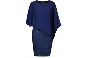 Hanna Nikole Women's Plus Size Cape Chiffon Dress Cocktail Formal Party Pencil Dress