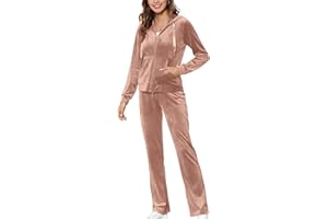 MessBebe Trainingsanzug Damen Hausanzug Set Jogginganzug Velours Sportanzug Freizeitanzug 2 Teilig Kapuzenjacke Langarm Zipper Lange Sporthose für Frühling