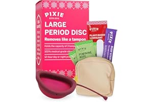 PIXIE CUP Pixie Disque menstruel – Sans métaux ni toxines – 100% silicone de qualité médicale – Classé 1 pour la plupart des disques menstruels réutilisables – S'enlève comme un tampon – Porter 12 heures –