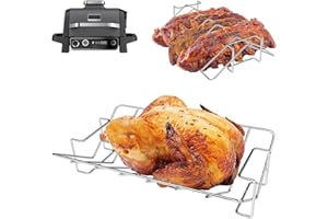HAIWILL Spareribs Halter Grill für Ninja Woodfire OG850EU OG901EU V-Form Gitterrost, Hähnchen Ständer Kompatibel mit Ninja Woodfire Pro XL und Most Smoker Grill, für Ninja Woodfire XL Zubehör