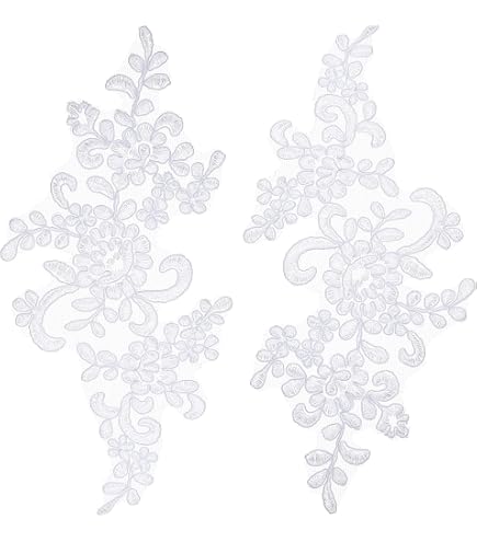 Bene Omnia Applique Dentelle Broderie Florale Paillettes - Corsage Couture Robe Mariée 48x41cm