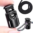 NIHSPRUHAY 12 PCS Plastic Spring Cord Locks + 5 Meter Cord Drawstring, Paracord Toggle Stopper Clasp Elastic Shoelaces, Clothing, Backpack, Bags (Black)
