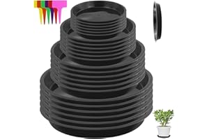 EASYKEENECOM 24 Pièces Coupelle Pot de Fleur Soucoupe Pot Fleur Plastique Soucoupes Pots de Fleurs avec 24 Étiquettes sous Pot de Fleur Rond Dessous de Verre pour Plantes D'intérieur et D'extérieur