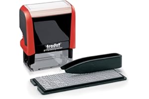 Trodat Printy 4951cm - Tampon pour Marquer les vêtements - Encrage Automatique - Empreinte nette - 3 Lignes - Taille de L’Empreinte 38 x 14 mm – Encre noire, plaque de composition et pince fournies