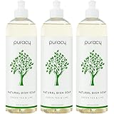 Puracy Natural Liquid Dish Soap, Green Tea and Lime, 16-Ounce - Pack of 3
