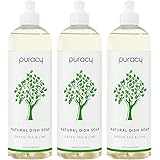 Puracy Natural Liquid Dish Soap, Green Tea and Lime, 16-Ounce - Pack of 3