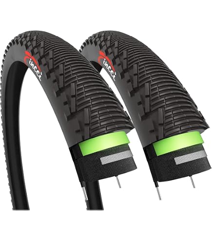 ECOVELO 2 Pneus + 2 Chambres 26 X 1.95 (50-559) VTT – Tassellés Grip, Butyle Étanchéité, Mixte Adulte Enfant, Noir