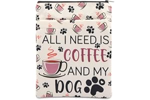 PLITI Housse de livre pour amoureux des chiens - Cadeau pour les amateurs de café - Cadeau pour maman - All I Need is Coffee and My Dog (Need Coffee Dog BSU)