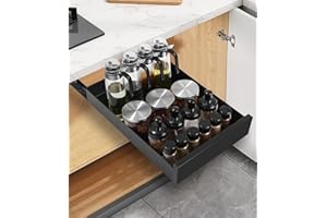 SINLAW Cajón Telescópico, No es necesario taladrar,Cajones Extraibles Para Cocina,Cajón extraible cocina con adhesivo de fijación,Extensible Cajon Telescopico Adhesivo,Cajón Deslizante Para Alacena(Negro)