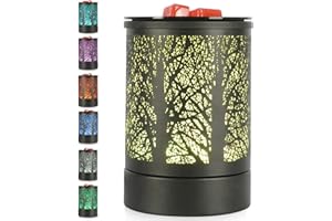 KIEYEENO Timer und automatische Abschaltung, ohne Wasser, glänzend mit 7 LED-Farben, elektrischer Wachs-Brenner aus Metall, Stimmungsbeleuchtung, bunt, originelle Geschenkidee