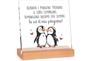 Niyewsor Regali di Natale Per Lui Lei, Regalo Per Lui, Decorazioni Pinguino Acrilico, Regalo Fidanzato Fidanzata, Regali San Valentino Per Lui, Regalo per Coppie, Marrone e Nero