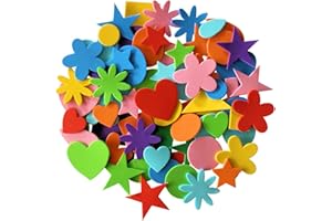 Kids B Crafty 180 Self-Adhesive Craft Foam Stickers - Kids Stickers, Assorted Shapes and Colours, Sticky Craft Supplies for Scrapbooking, Card Making, and DIY Projects