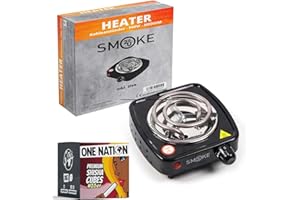 SMOKE 2U Turbo-Power 500 Watt 5-stufiger elektrischer Kohleanzünder, Kohle Grill, Kohlen Ofen, Kochplatte mit Edelstahl Heizspirale, Kohle Gitter - 1kg One Nation Shisha Kohle