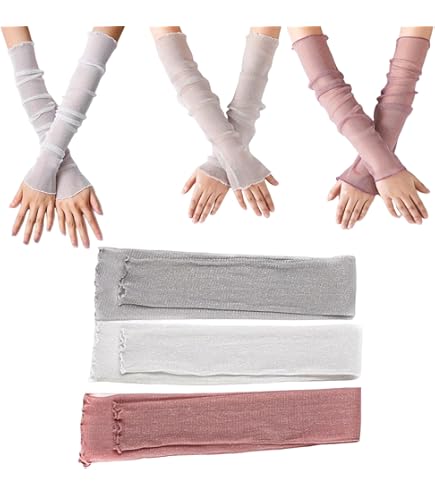 2 Paires Manchette Gants D'été Longs Ultra Fins Coudés Sans