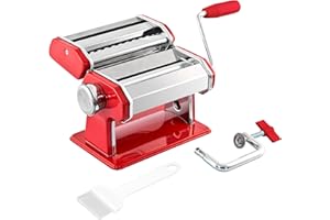bremermann Máquina de Pasta para Espaguetis, Pasta y lasaña (7 Niveles), máquina de Pasta, Hacedor de Pasta (Rojo)