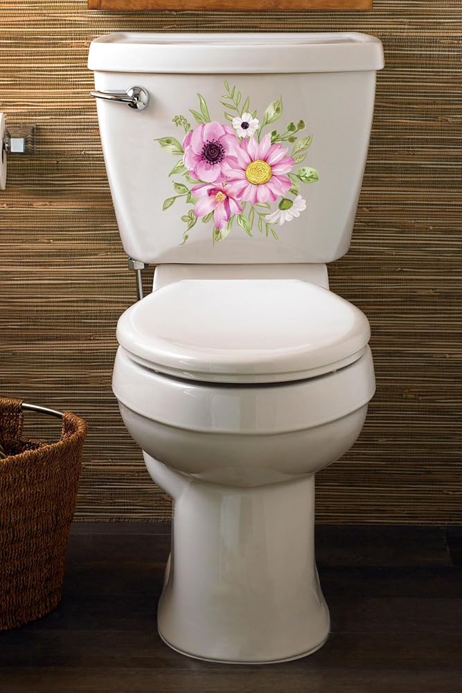 Renkli Çiçekler Klozet Kapağı ve Banyo Sticker