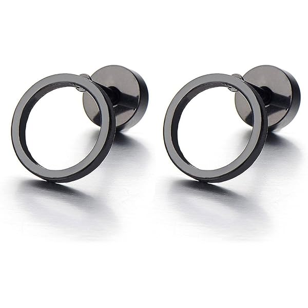 10MM Noir Blanc Boucles D'oreilles Pentagramme Homme Damen - Bouchon Jauge D 'oreille Faux Cheater Fake Gauges Plug Acier