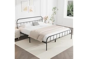Yocreat Single Metal Bed Frame with Large Storage Space,Black Modern Style Metal Bed Frame,Durable Steel Construction and Easy Assembly（90x190cm）