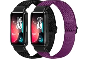 BTTNG Elastyczne paski kompatybilne z Huawei Band 8 / Huawei Band 9 dla mężczyzn i kobiet, 2 opakowania regulowanych elastycznych opasek na nadgarstek sportowy nylonowy wymienny do Huawei Band 8 (NFC)