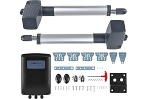 CO-Z Kit de Motorisation pour Portails Battants 80W pour 2 Battants jusqu'à 600KG 6M, Moteur avec 2 Télécommandes