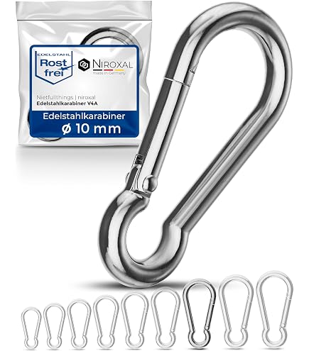 10x V4A Edelstahl Karabinerhaken – AISI 316, Rostfrei, Säurebeständig, Mit Schnappverschluss – Für Vielseitige Befestigungen 10x V4A Edelstahl Karabinerhaken – AISI 316, Rostfrei, Säurebeständig, Mit Schnappverschluss – Für Vielseitige Befestigungen