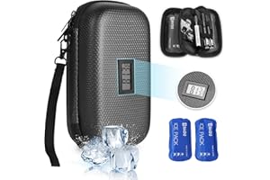 RCBDCYGJ Insulinkühler Reisekoffer TSA genehmigte Medikament Diabetischer Kühler für Reisen mit Thermometer Temperaturanzeige Kühler Medizin Organizer Tasche mit 2-EIS-Pack (schwarz)