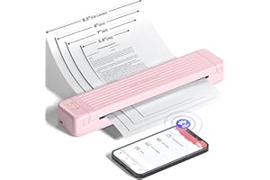ASprink Mobiler Drucker A4 für Unterwegs, Thermodrucker A4 P831 für US Letter/A4/B5/A5, Drucker Klein Kompakt für Normalpapier/Thermopapier mit 1 P831 Use Ribbon - Rosa