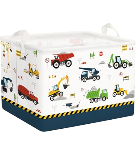 Clastyle Auto Wasmanden Bouwvoertuig Boeken Opbergmand voor Badkamer Opbergdoos voor Speelgoed en Kleding, Blauw Voertuig, 40x30x30 cm