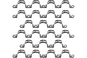 XINSHENG 32mm/1.26" 22Pcs Pipe Strap Clamp Holder Stainless Steel Brackets Saddle Clip U Shaped Clips Straps Two Hole Tube Strap Tension Clips Hose Clamp for Anchor Water Pipe Wooden Panels