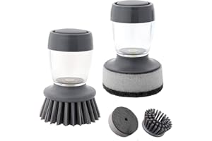 AUSYIWI Lot de 2 brosses plates pour poêles, cuisinières, lave-vaisselle, nettoyage cuisine, avec distributeur de réservoir, 2 pièces de rechange