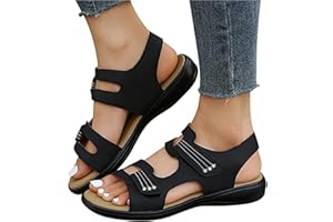 FufIZU Orthopädische Sandalen Für Damen Sommer Atmungsaktiv Offener Zeh Retro Sandaletten Komfort Walking Pantoffeln with Arch Support PU-Leder Plateau Sandals Freizeit Strandschuhe