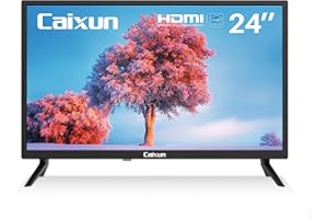 Caixun TV 24 Pollici, HD Televisore con 3 HDMI e 2 USB, DVB-T/T2/C/S/S2, TV e Monitor a Doppio Uso, Ideale per Piccoli Spazi, Facile da Usare (EC24T1H)