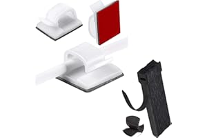 IBRIQO® 60 Clips Adhesivos para Cables + 10 Bridas Reutilizables para Organizador de Cables | Sujeta Cables Adhesivos de Mesa y Pared | Ordenar Cables en Escritorios y Oficinas (Blanco)