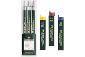 ‎FABER-CASTELL Faber-Castell 136030 - 3er Set Druckbleistifte TK-FINE 9760, Minenstärken: 0,35 mm; 0,5 mm + 0,7 mm, Schaftfarbe: grün | Eco Bundle mit Ersatzminen HB