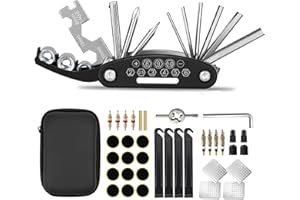 Kitbest Bike Repair Kit, 38 PCS Bike Puncture Tire Repair Tool Kit Contains 16-in-1 Bicycle Multi Tool, Portable Bicycle Tire Patch Kit for Mountain, Road and Commuter Bikes