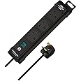 Brennenstuhl Premium-Line 3-way extension socket, 5m cable with BS Plug and On/Off Switch, black