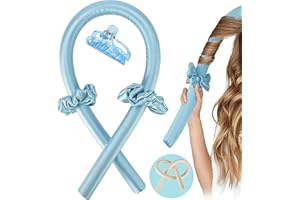 WINOK Curling Sponge, Hëtztlos Curling Sponge Curler, Curler Overnight, Curls During Sleep, Heatless Curling Iron Headband, Silk Bands Hair, Curls Make Overnight Long Hair - Blue