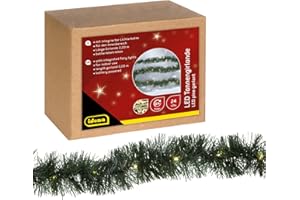 ‎IDENA Idena 31345 - LED Tannengirlande mit 24 LEDs in Warmweiß, mit 6 Stunden Timer-Funktion, batteriebetrieben, ca. 2,2 m lang, Deko für Innen, zum Basteln, als Party Deko, Advents- und Weihnachtsdeko